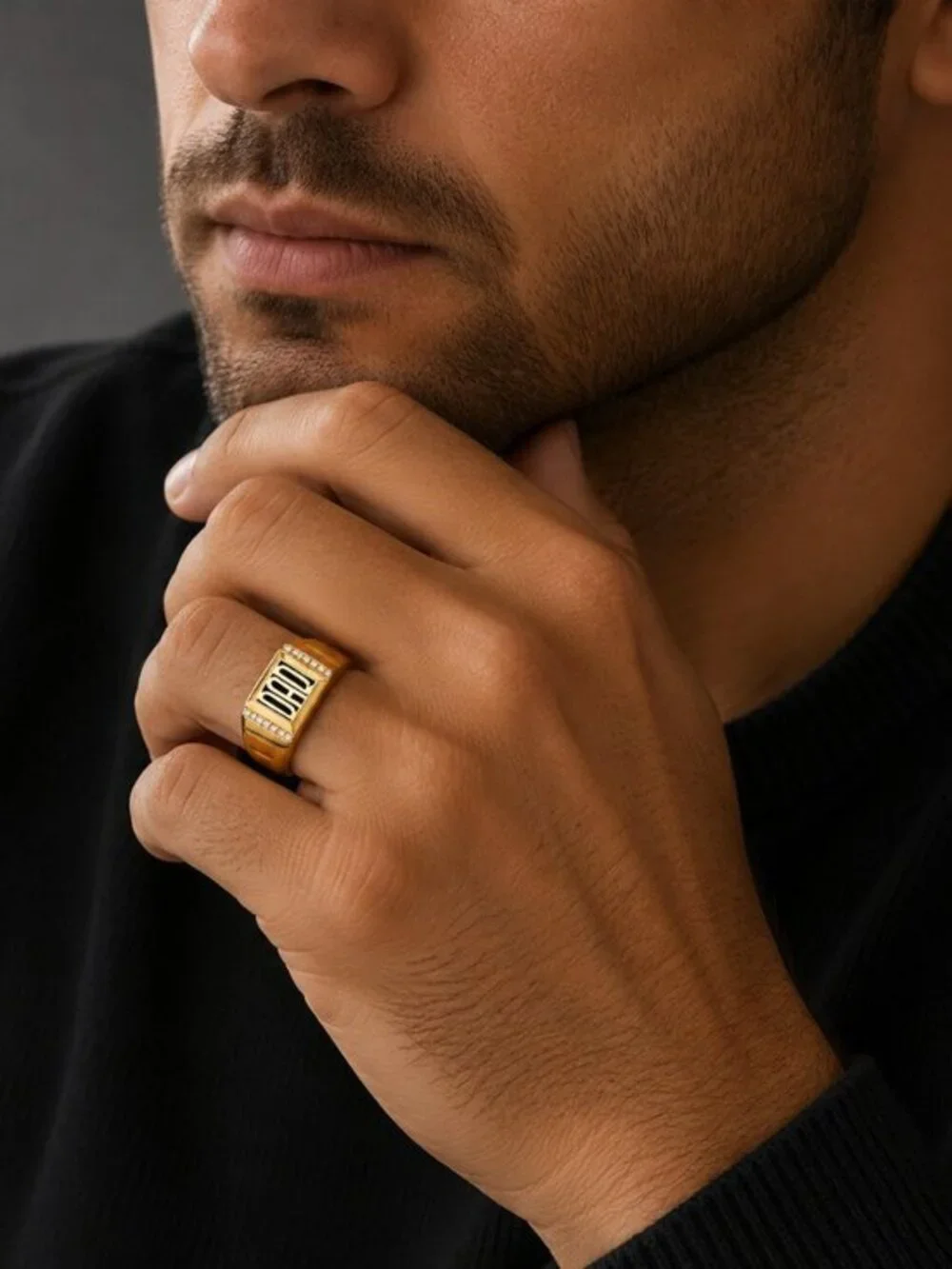New 14K Yellow Gold and white gold 2Tone Dad Men's CZ Ring